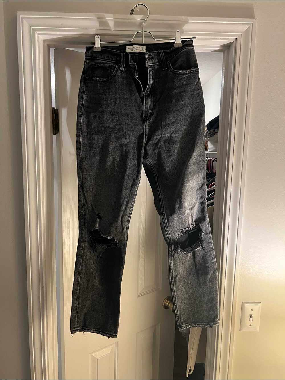 Abercrombie and Fitch Black Distressed High-Waist Jeans